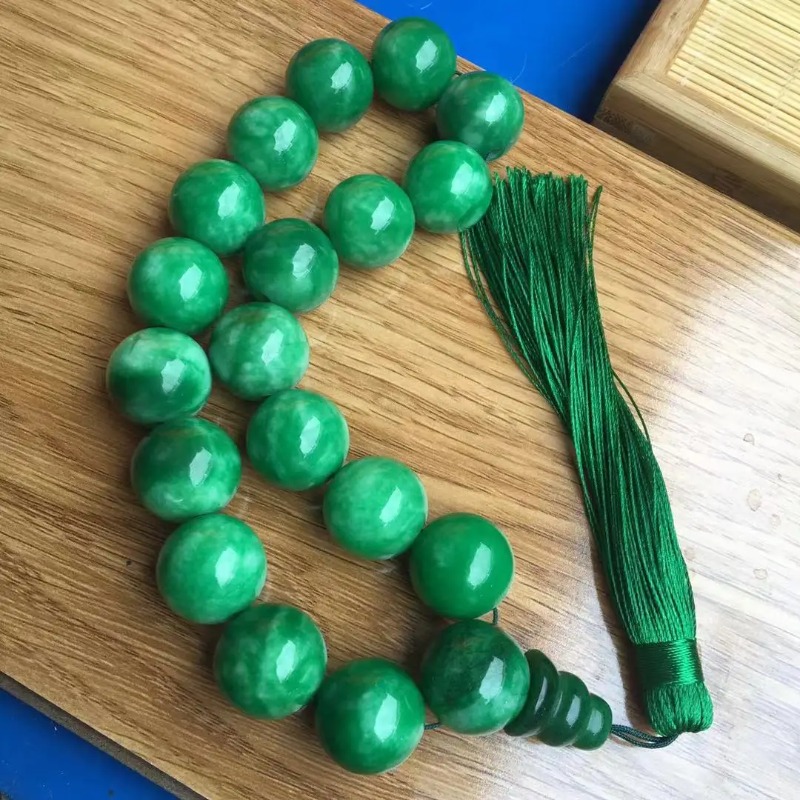 Bracelet Beaded Men - Naturalna zieleń bransoletki z jadeitu 13mm