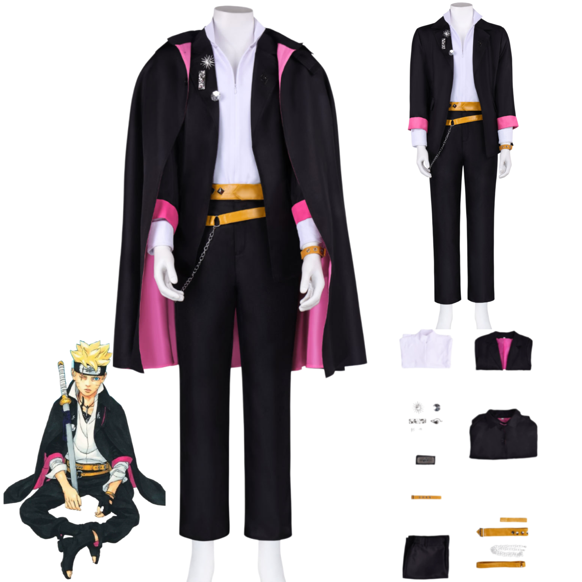 Men'S Accessories Japan - Anime Uzumaki Boruto Strój Cosplay Czarny