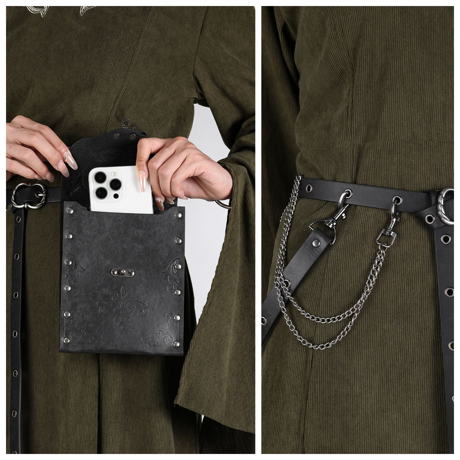 Medieval Men'S Accessories - Torba Steampunk Średniowieczna Wikingowska z Paskiem,