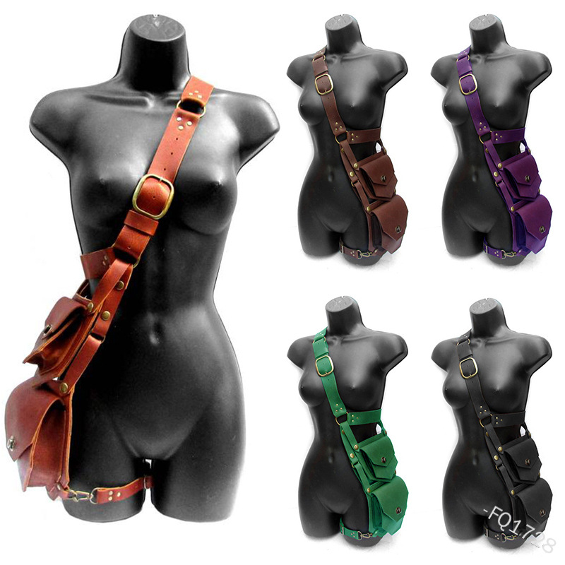 Medieval Men'S Accessories - Średniowieczna torba typu worek pasek skórzany