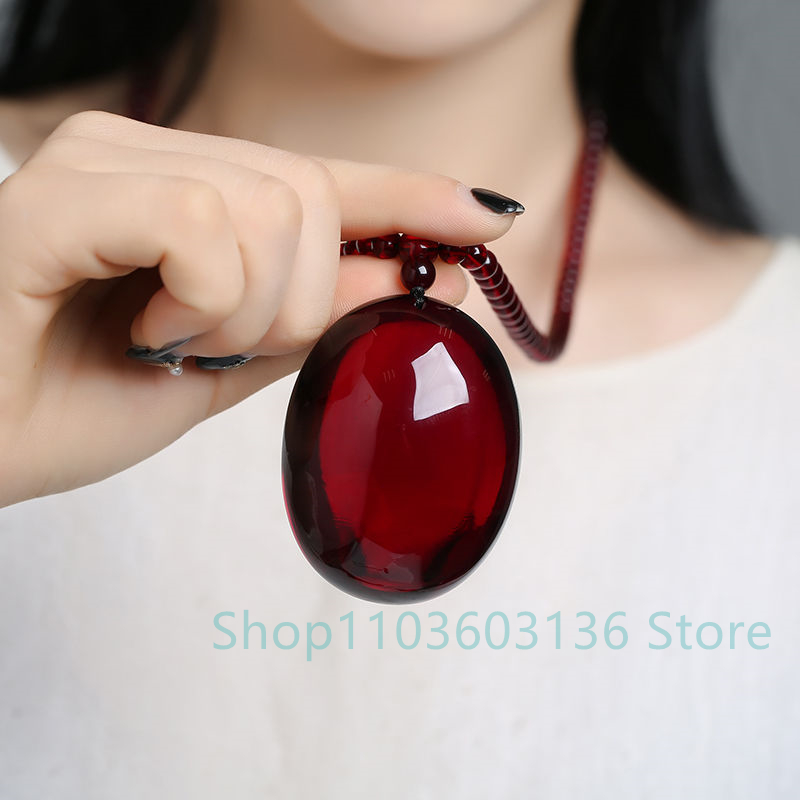 Men Accessories Ethnic - Naturalny burgund wosk pszczeli wisiorek naszyjnik