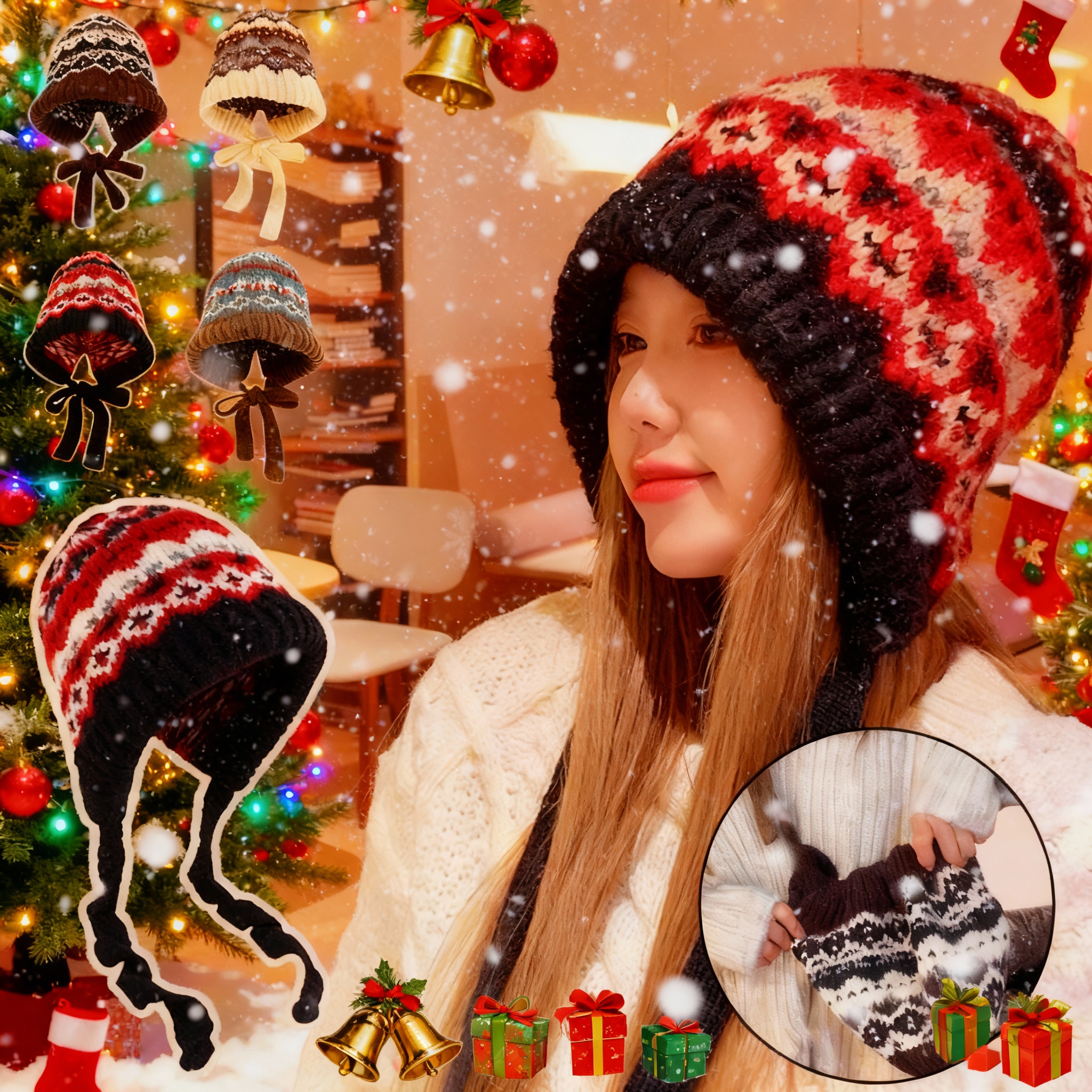 Men Accessories Ethnic - Ciepła dzianinowa czapka beanie zimowa dla