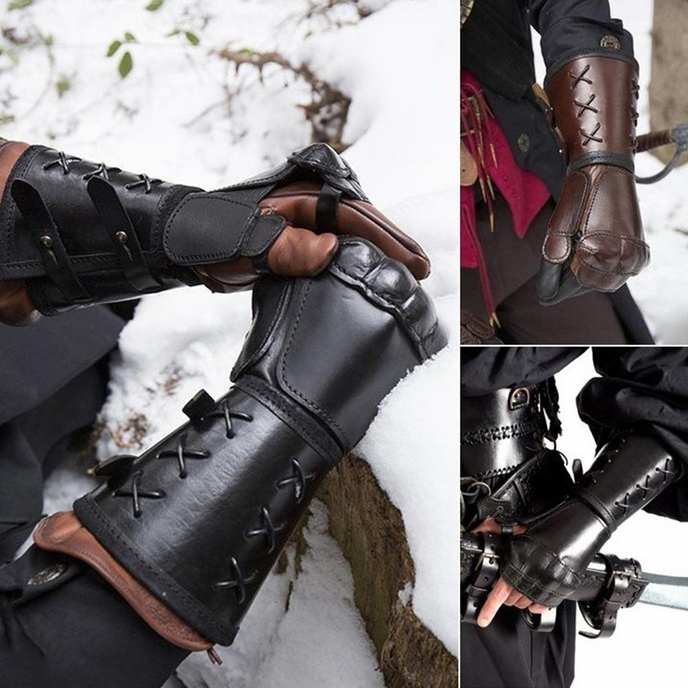 Medieval Men'S Accessories - Średniowieczna samuraj skórzana obudowa Bracer długie