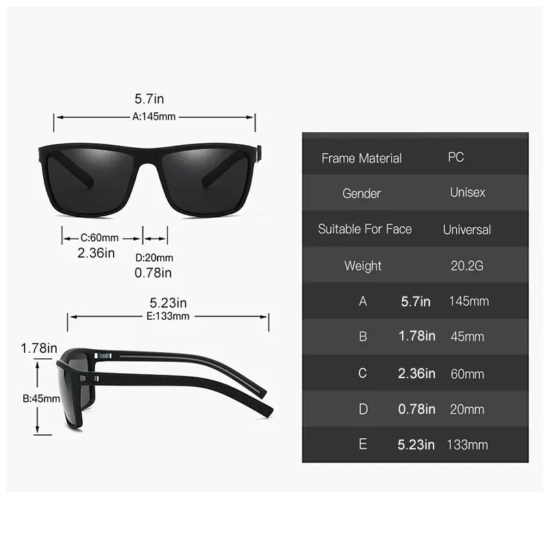 Kwadratowe okulary przeciwsłon – Sunglasses Polarized Men recenzja i cena