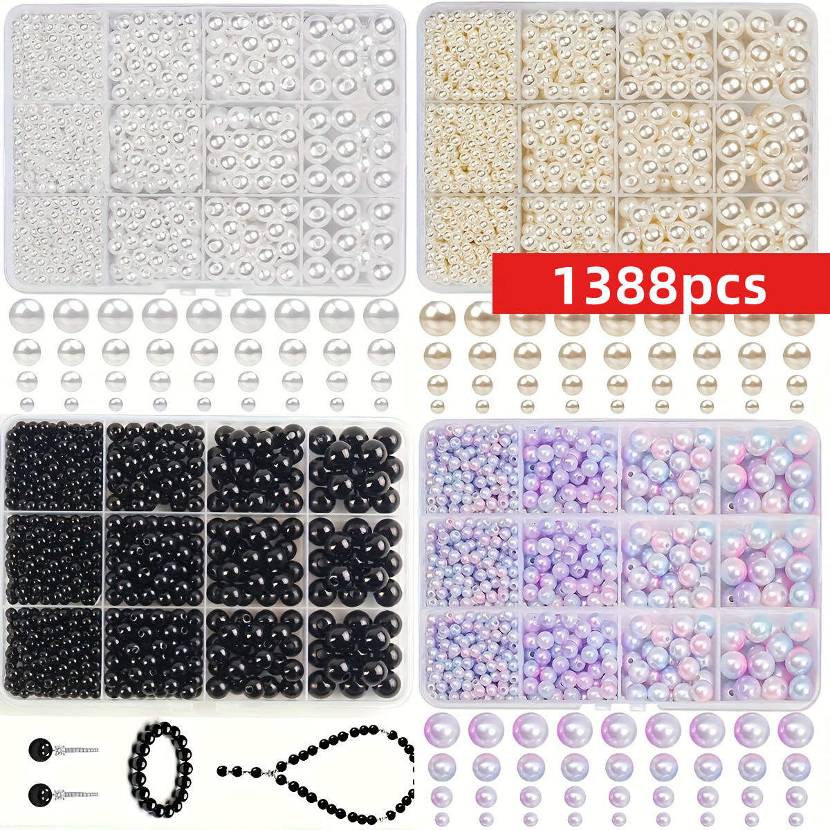 1388 szt. 4/6/8/10mm Czarne, B – Bracelet Beaded Men recenzja i cena