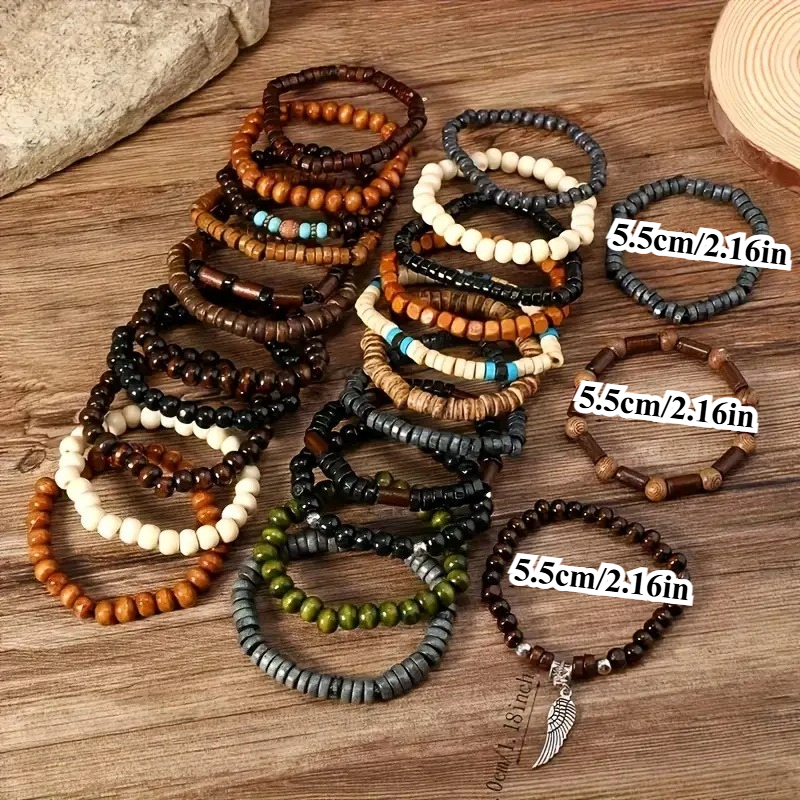 41 sztuk naturalne drewno elas – Bracelet Beaded Men recenzja i cena