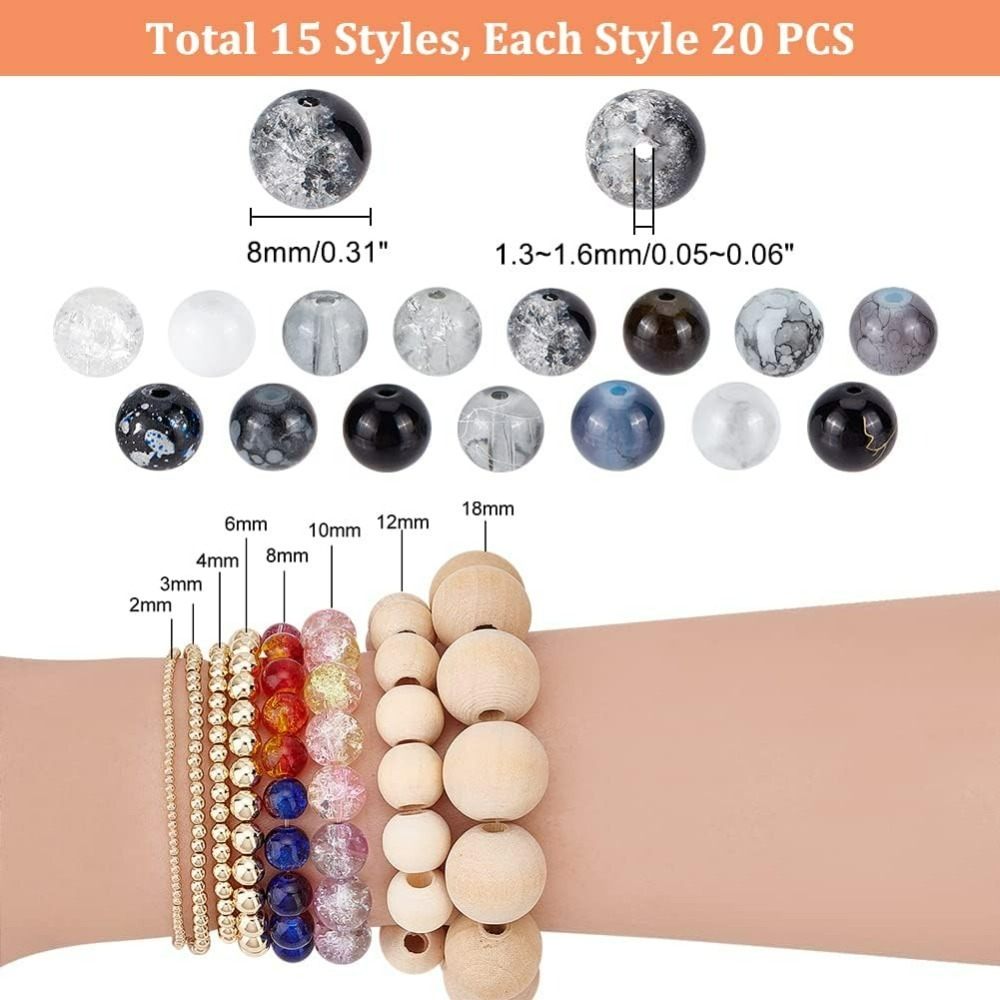 300szt 8mm Czarne szklane kora – Bracelet Beaded Men recenzja i cena